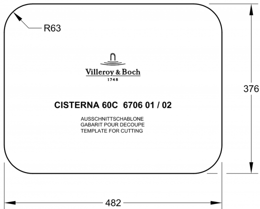 Villeroy & Boch CISTERNA 60 C UB-Premiumline Unterbausple / Keramiksple in Sonder Farben