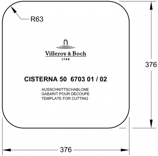 Villeroy & Boch CISTERNA 50 UB-Premiumline Unterbausple / Keramiksple in Sonder Farben