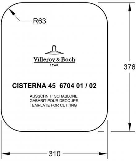 Villeroy & Boch CISTERNA 45 UB-Classicline Unterbausple / Keramiksple in Standard Farben