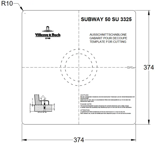 Villeroy & Boch SUBWAY 50 SU UB-Premiumline Unterbausple / Keramiksple in Sonder Farben