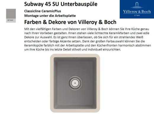 Villeroy & Boch SUBWAY 45 SU UB-Classicline Unterbausple / Keramiksple in Standard Farben