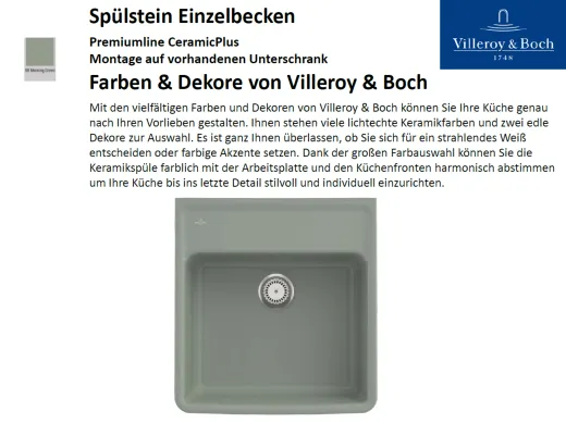 Villeroy & Boch Splstein / Splmodul Einzelbecken-Premiumline Keramiksple in Sonder Farben
