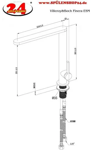 Villeroy & Boch Kchenarmatur Finera Einhebelmischer Edelstahl massiv mit Festauslauf