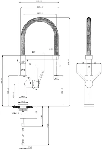 Villeroy & Boch Kchenarmatur Steel Expert 2.0 Einhebelmischer Edelstahl massiv mit Pendelbrause