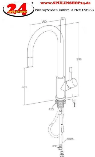 Villeroy & Boch Kchenarmatur Umbrella Flex Einhebelmischer Edelstahl massiv mit Zugauslauf