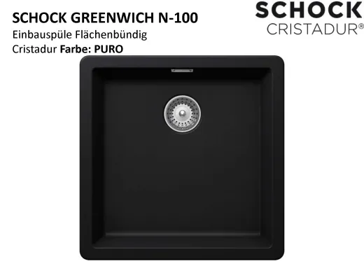 SCHOCK Kchensple Greenwich N-100-FB Cristadur Nano-Granitsple flchenbndig mit Drehexcenter