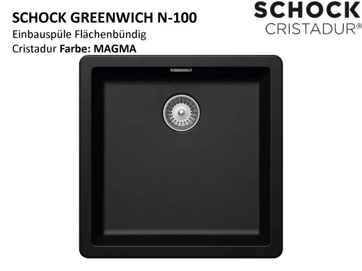 SCHOCK Kchensple Greenwich N-100-FB Cristadur Nano-Granitsple flchenbndig mit Drehexcenter