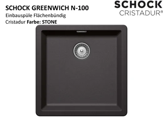 SCHOCK Kchensple Greenwich N-100-FB Cristadur Nano-Granitsple flchenbndig mit Drehexcenter