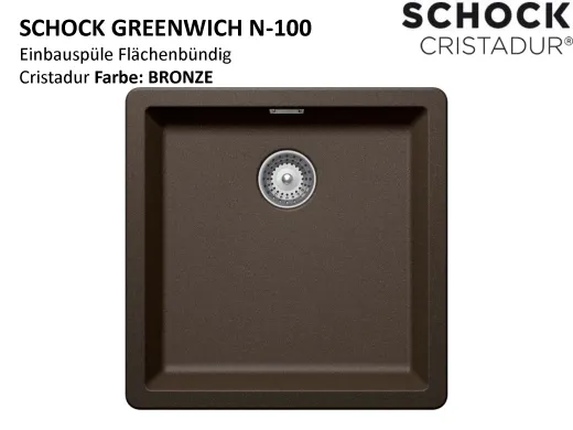 SCHOCK Kchensple Greenwich N-100-FB Cristadur Nano-Granitsple flchenbndig mit Drehexcenter