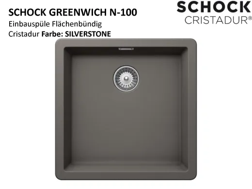 SCHOCK Kchensple Greenwich N-100-FB Cristadur Nano-Granitsple flchenbndig mit Drehexcenter