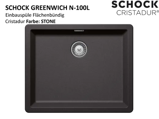 SCHOCK Kchensple Greenwich N-100L-FB Cristadur Nano-Granitsple flchenbndig mit Drehexcenter
