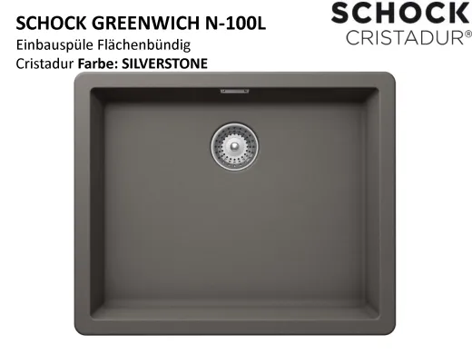 SCHOCK Kchensple Greenwich N-100L-FB Cristadur Nano-Granitsple flchenbndig mit Drehexcenter