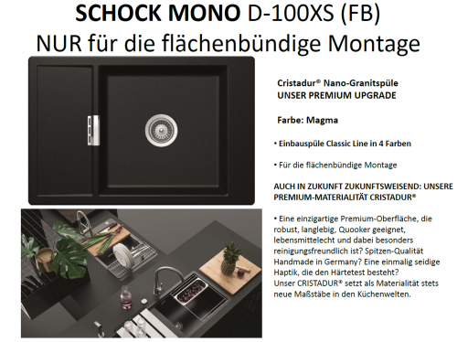 SCHOCK Kchensple Mono D-100XS-FB Cristadur Nano-Granitsple flchenbndig mit Drehexcenter