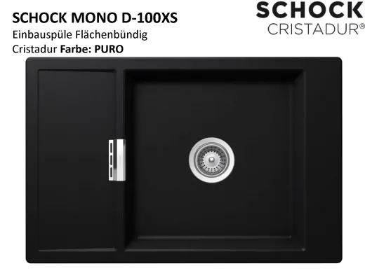 SCHOCK Kchensple Mono D-100XS-FB Cristadur Nano-Granitsple flchenbndig mit Drehexcenter