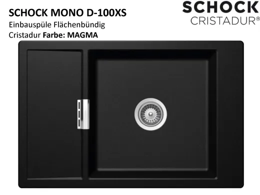 SCHOCK Kchensple Mono D-100XS-FB Cristadur Nano-Granitsple flchenbndig mit Drehexcenter