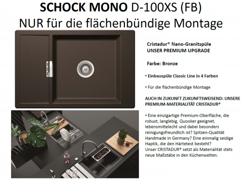 SCHOCK Kchensple Mono D-100XS-FB Cristadur Nano-Granitsple flchenbndig mit Drehexcenter