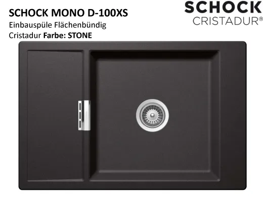 SCHOCK Kchensple Mono D-100XS-FB Cristadur Nano-Granitsple flchenbndig mit Drehexcenter
