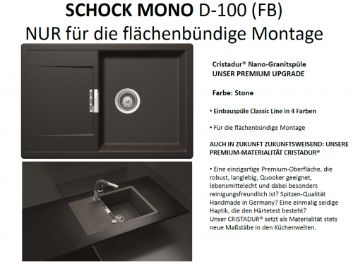 SCHOCK Kchensple Mono D-100-FB Cristadur Nano-Granitsple flchenbndig mit Drehexcenter