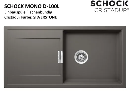 SCHOCK Kchensple Mono D-100L-FB Cristadur Nano-Granitsple flchenbndig mit Drehexcenter