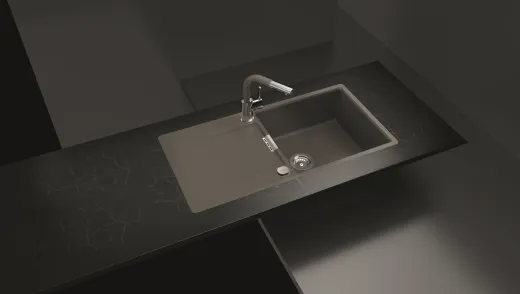 SCHOCK Kchensple Mono D-100L-FB Cristadur Nano-Granitsple flchenbndig mit Drehexcenter