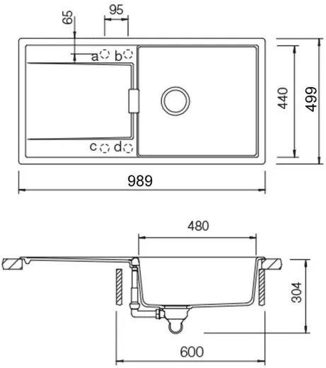 SCHOCK Kchensple Mono D-100L-FB Cristadur Nano-Granitsple flchenbndig mit Drehexcenter