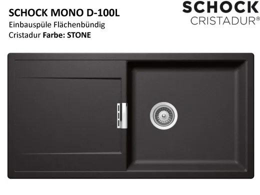 SCHOCK Kchensple Mono D-100L-FB Cristadur Nano-Granitsple flchenbndig mit Drehexcenter