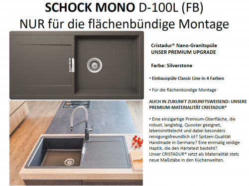 SCHOCK Kchensple Mono D-100L-FB Cristadur Nano-Granitsple flchenbndig mit Drehexcenter