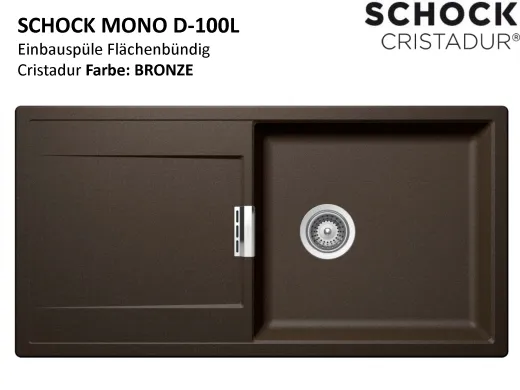 SCHOCK Kchensple Mono D-100L-FB Cristadur Nano-Granitsple flchenbndig mit Drehexcenter