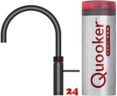 QUOOKER FUSION Round VAQ PRO3 Einhebelmischer Schwarz matt PVD & 100C Armatur Kochendwasserhahn (PRO3FNRBLK)