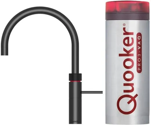 QUOOKER FUSION Round VAQ PRO3 Einhebelmischer Schwarz matt PVD & 100C Armatur Kochendwasserhahn (PRO3FNRBLK)