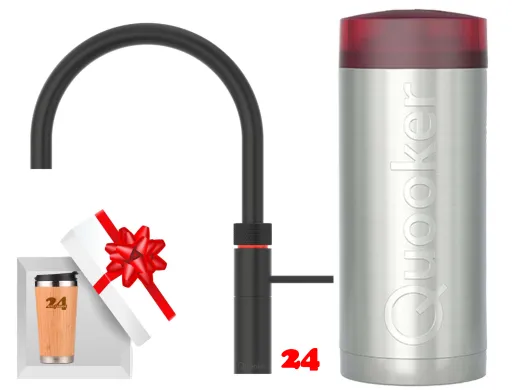 QUOOKER FUSION Round Combi B Einhebelmischer Schwarz matt PVD & 100�C Armatur (COMBIFNRBLK)