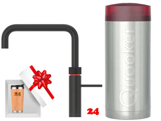 QUOOKER FUSION Square Combi (+) B Einhebelmischer Schwarz matt PVD & 100�C Armatur (COMBI+FNSBLK)