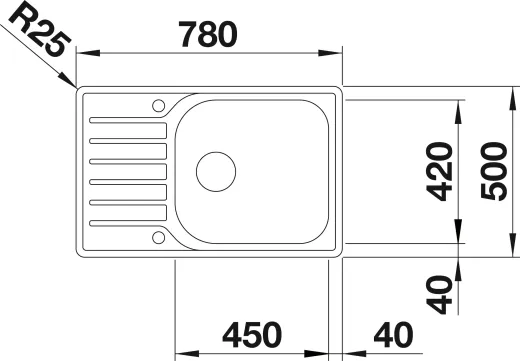 BLANCO Kchensple Lantos 6 S-IF Compact Einbausple / Edelstahlsple Flachrand Siebkorb als Drehknopfventil