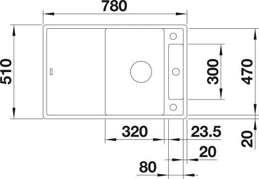 BLANCO Axia III 45 S HSB (Holzschneidbrett) Silgranit PuraDurII Granitsple / Einbausple Ablaufsystem InFino mit Drehknopfventil