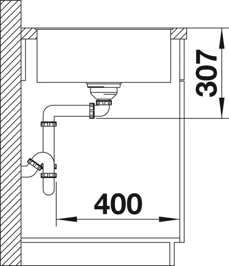 BLANCO Axia III 45 S-F HSB (Holzschneidbrett) Silgranit PuraDurII Granitsple Flchenbndig Ablaufsystem InFino mit Drehknopfventil