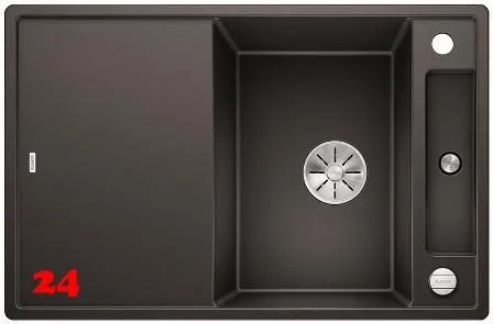 BLANCO Axia III 4 S-F GSB (Glasschneidbrett) Silgranit PuraDurII Granitsple Flchenbndig Ablaufsystem InFino mit Drehknopfventil