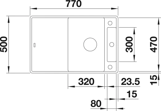BLANCO Axia III 4 S-F GSB (Glasschneidbrett) Silgranit PuraDurII Granitsple Flchenbndig Ablaufsystem InFino mit Drehknopfventil