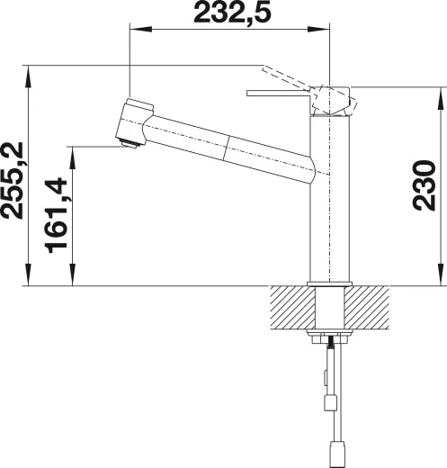 BLANCO Kchenarmatur Ambis-S Edelstahl massiv Einhebelmischer / Spltischarmatur mit Zugauslauf mit Brausefunktion