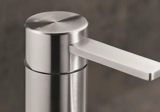 BLANCO Kchenarmatur Ambis-S Edelstahl massiv Einhebelmischer / Spltischarmatur mit Zugauslauf mit Brausefunktion