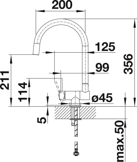 BLANCO Coressa-F Chrom Einhebelmischer mit Festauslauf 360� schwenkbarer Auslauf Vorfenstermontage Hebel rechts