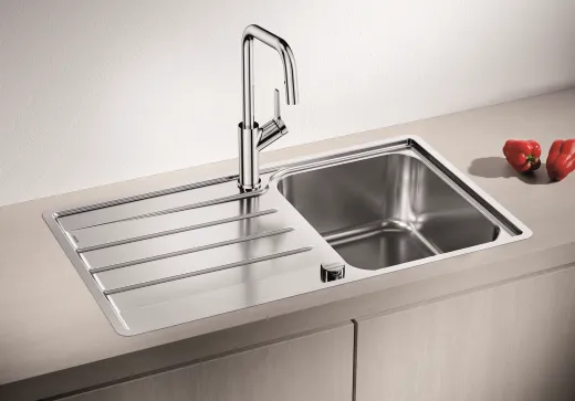 BLANCO Kchensple Lemis 45 S-IF Edelstahlsple / Einbausple Flachrand mit Siebkorb als Drehknopfventil