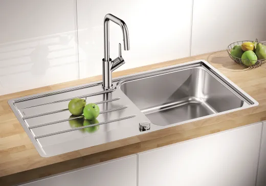BLANCO Kchensple Lemis XL 6 S-IF Einbausple / Edelstahlsple Flachrand Siebkorb als Drehknopfventil