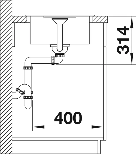 BLANCO Kchensple Favum 45 S Silgranit PuraDurII Granitsple / Einbausple mit Handbettigung