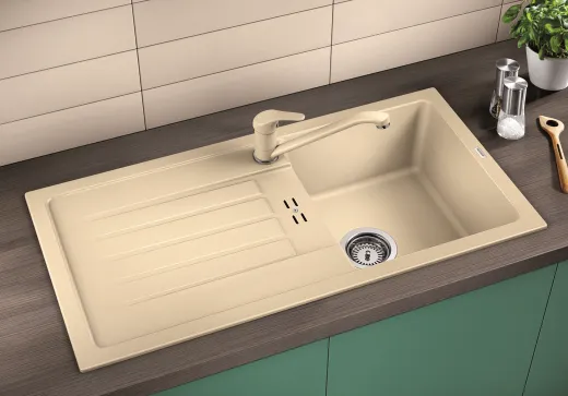 BLANCO Kchensple Favum 45 S Silgranit PuraDurII Granitsple / Einbausple mit Handbettigung