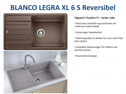 BLANCO Kchensple Legra XL 6 S Silgranit PuraDurII Granitsple / Einbausple mit Handbettigung