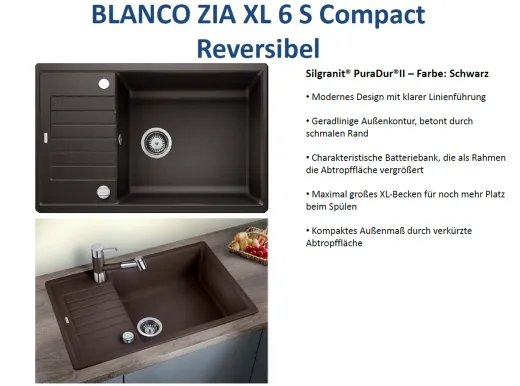 ❎ BLANCO Kchensple Zia XL 6 S Compact Silgranit PuraDurII Granitsple / Einbausple mit Drehknopfventil