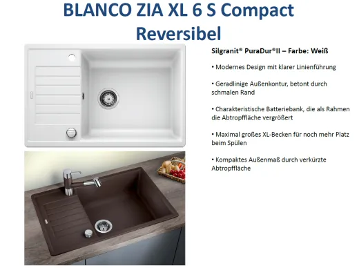 ❎ BLANCO Kchensple Zia XL 6 S Compact Silgranit PuraDurII Granitsple / Einbausple mit Drehknopfventil