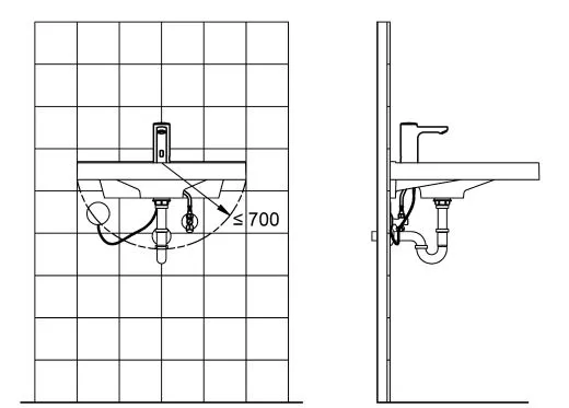 KWC PROFESSIONAL F5E Elektronik Standventil F5EV1003 DN 15 fr Waschanlagen, opto-elektronisch gesteuert mit Wandeinbau-Netzteil