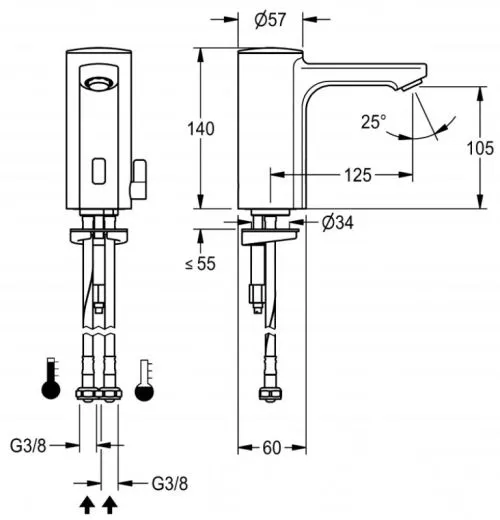 KWC PROFESSIONAL F5E-Mix Elektronik Standbatterie F5EM1001 DN 15 fr Waschanlagen, opto-elektronisch gesteuert mit Batteriebetrieb