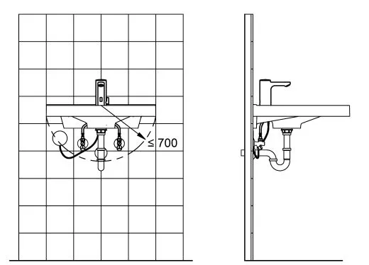 KWC PROFESSIONAL F5E-Mix Elektronik Standbatterie F5EM1003 DN 15 fr Waschanlagen, opto-elektronisch gesteuert mit Wandeinbau-Netzteil